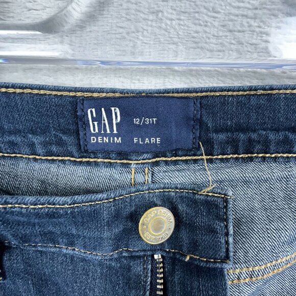 Gap Denim Flare Jeans High Rise Medium Wash Womens Blue Size 12/31T - Picture 5 of 13